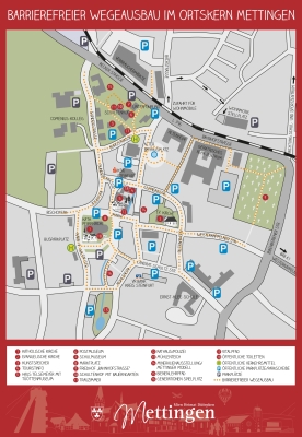 Ein Stadtplan der barrierefrei ausgebauten Wege in der Mettinger Innenstadt